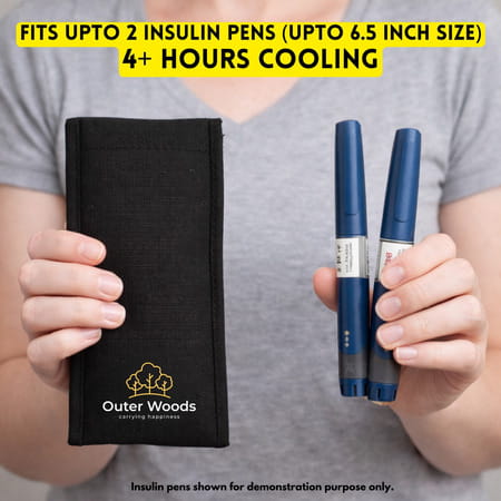 Outer Woods Insulin Cooler Pouch With 2 Mini Ice Gel Packs | 3+ Hrs Cooling | Insulin Pouch - Black