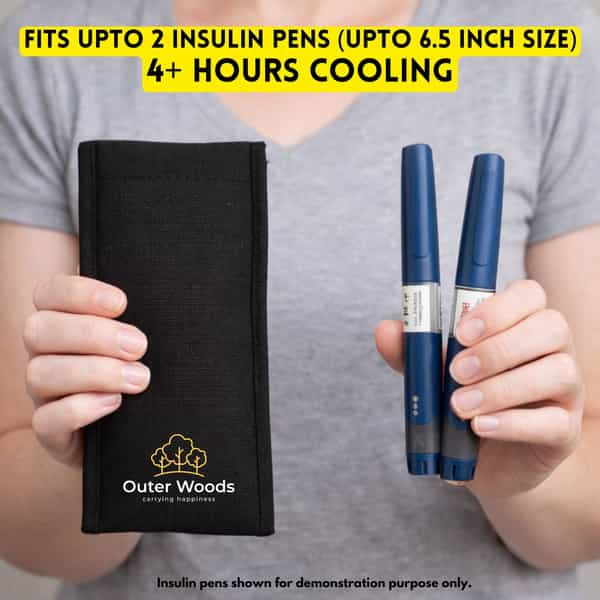 Outer Woods Insulin Cooler Pouch With 2 Mini Ice Gel Packs | 3+ Hrs Cooling | Insulin Pouch - Black