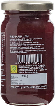 Bhuira All Natural Red Plum Jam |No Artifical Color Added - 240 Gm - Pack Of 1