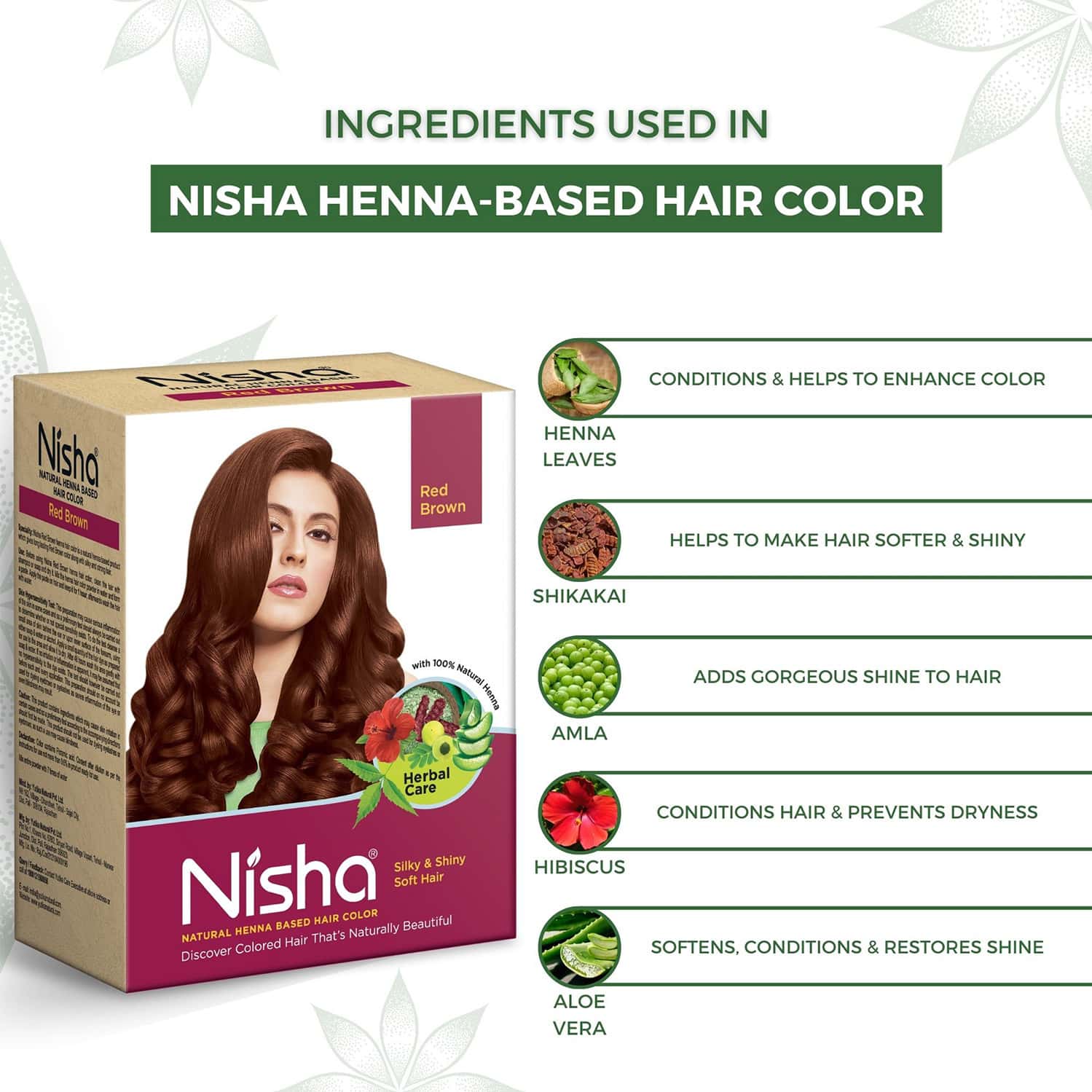 Nisha Henna Based Hair Color Red Brown 90g | No Ammonia | No Ppd | Non Oxidative
