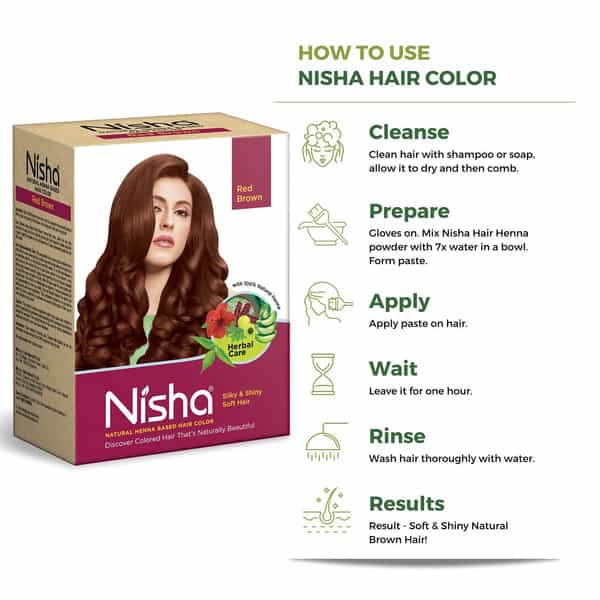 Nisha Henna Based Hair Color Red Brown 90G | No Ammonia | No Ppd | Non Oxidative