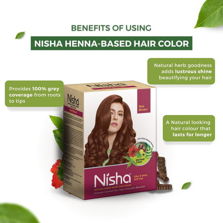 Nisha Henna Based Hair Color Red Brown 90g | No Ammonia | No Ppd | Non Oxidative