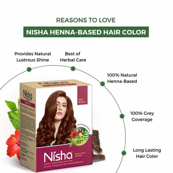 Nisha Henna Based Hair Color Red Brown 90G | No Ammonia | No Ppd | Non Oxidative