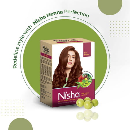 Nisha Henna Based Hair Color Red Brown 90g | No Ammonia | No Ppd | Non Oxidative