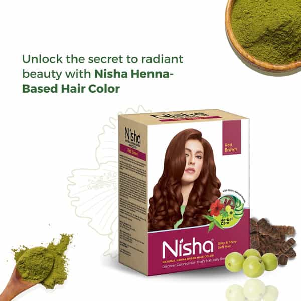 Nisha Henna Based Hair Color Red Brown 90G | No Ammonia | No Ppd | Non Oxidative