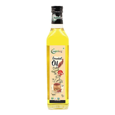 Nutriorg Certified Organic Groundnut Oil 500ml Glass Bottle