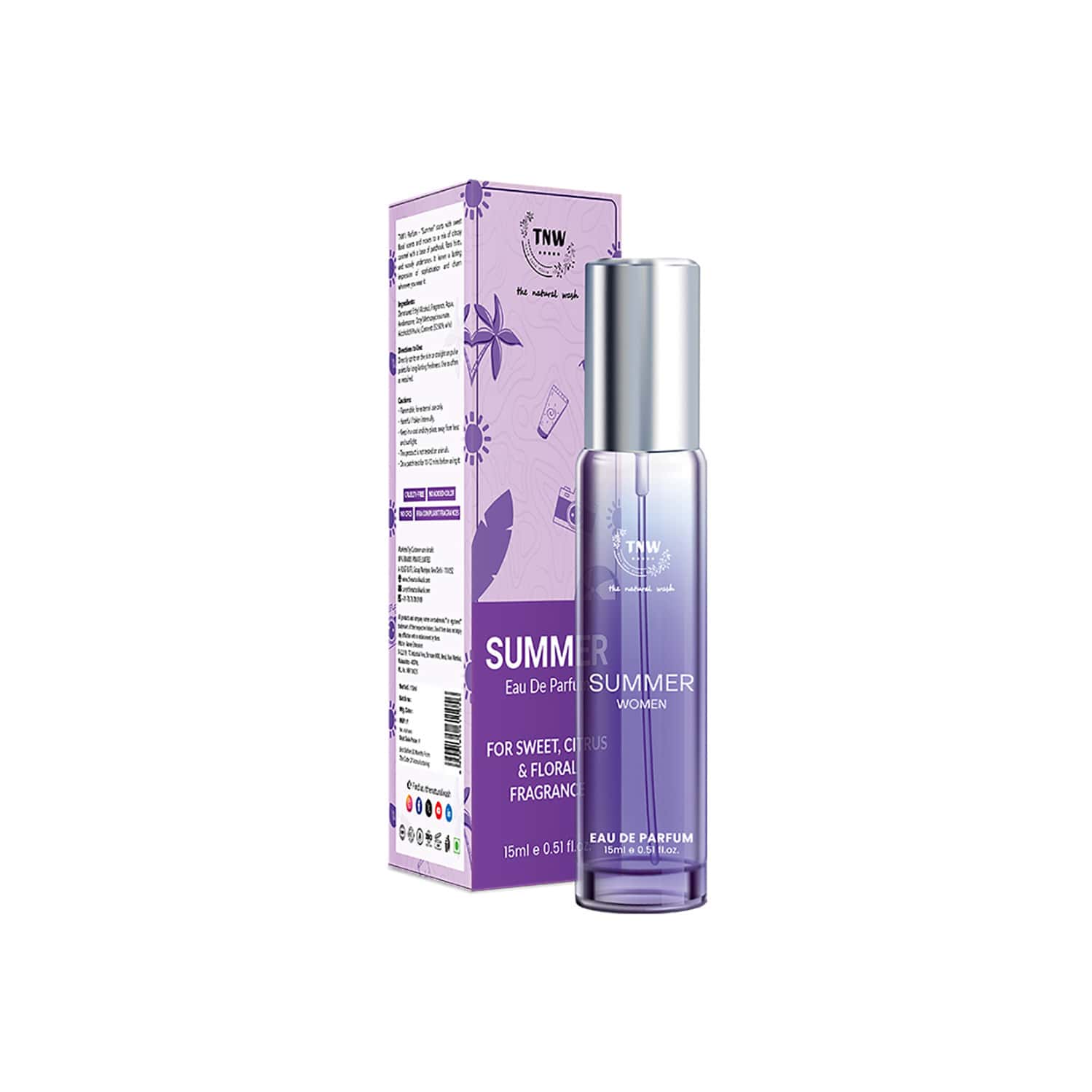 Tnw The Natural Wash Summer Eau De Parfum | Fresh Long Lasting Fragrance For Women 15 Ml