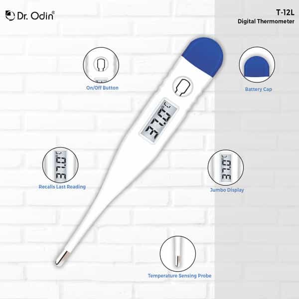 Dr. Odin T 12L Digital Medical Thermometer Quick 60 Second Reading Pack Of 2