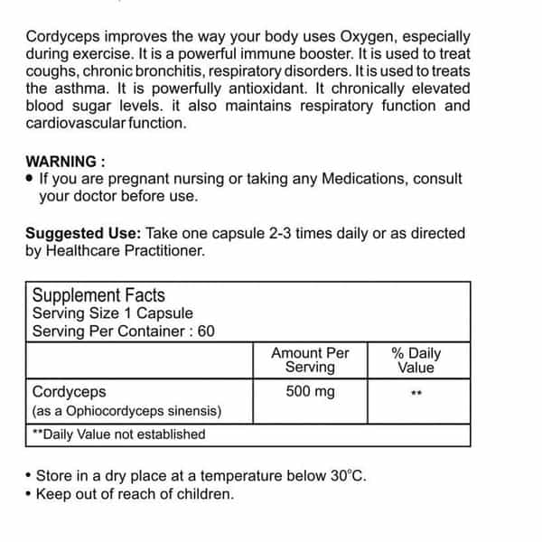 Healthvit Cordyceps 500Mg -60 Capsules