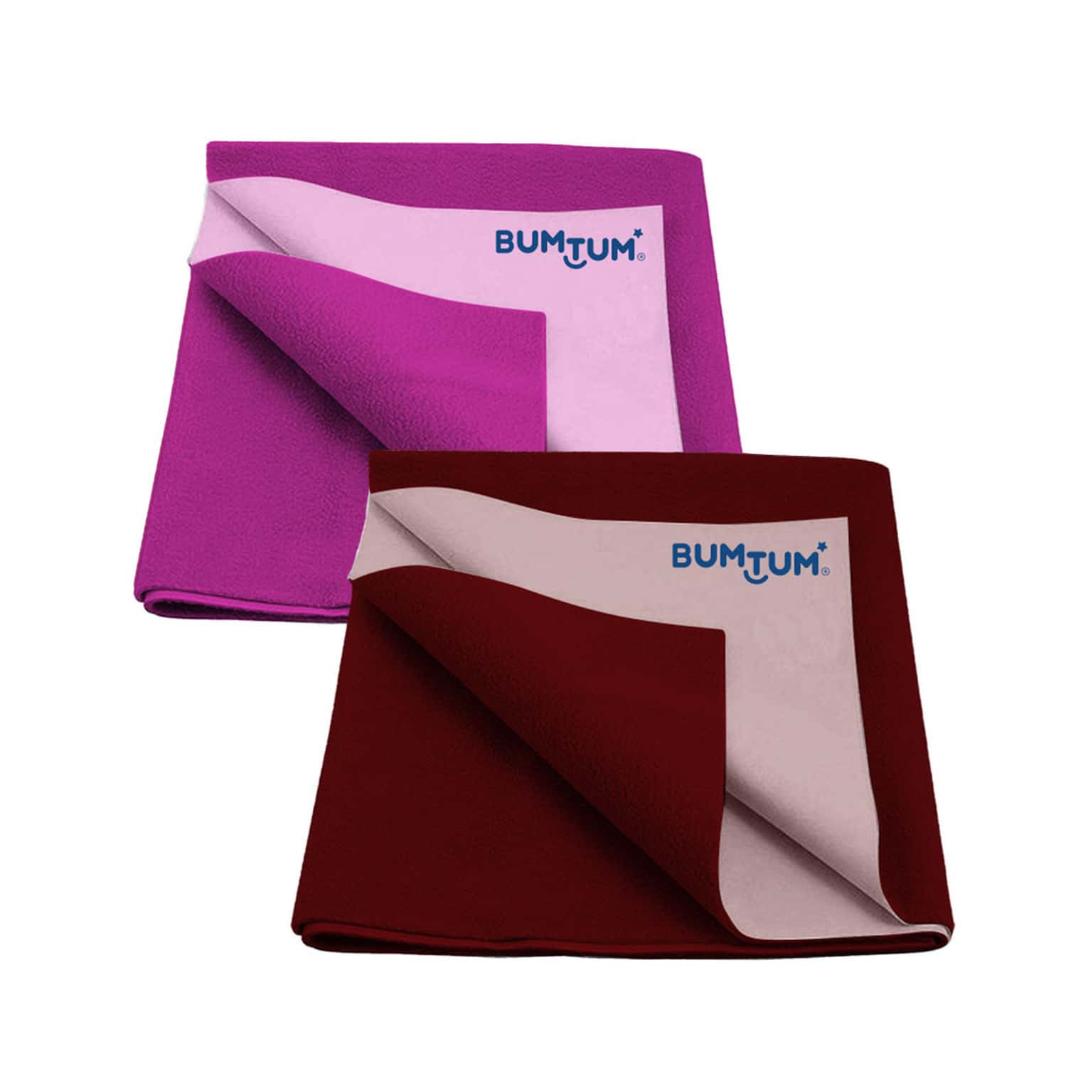 Bumtum Dry Sheet Leakproof Baby Bed Protector (Grape + Maroon Medium Size 100*70cm|Pack Of 2)