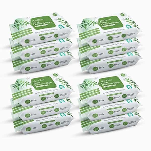 Arokleen Natural Daily Cleansing Facial Wet Wipes With Neem & Tea Tree- 360 Wipes | Pack Of 12