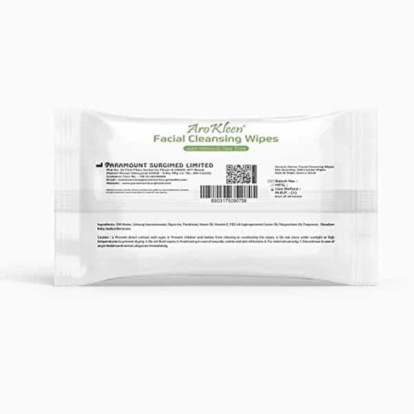 Arokleen Natural Daily Cleansing Facial Wet Wipes With Neem & Tea Tree- 360 Wipes | Pack Of 12