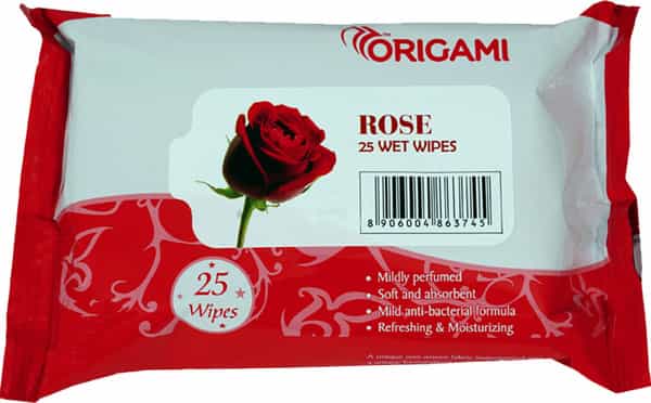 Origami So Soft Refreshing Facial Wet Wipes / Cleansing Face Wipe - Rose - 25'S