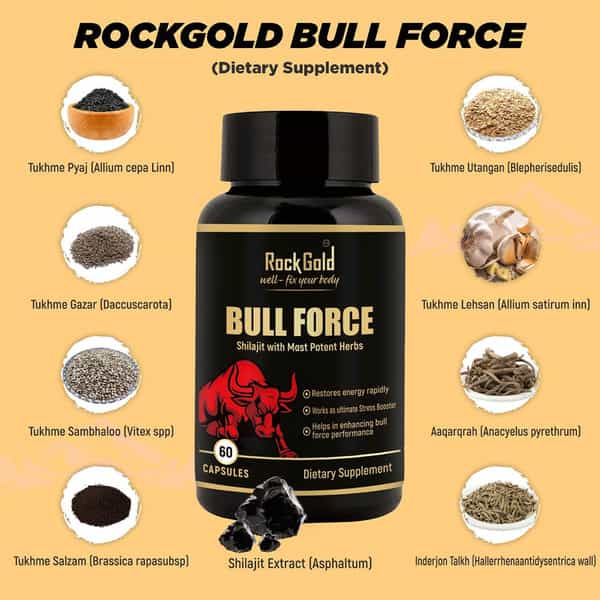 Rock Gold Bull Force Capsule 500Mg 60 Capsules (Pack Of 1)