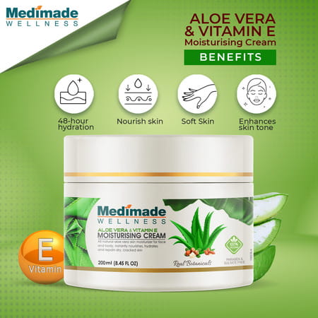 Medimade Aloevera And Vitamin E Moisturising Cream - 200 Ml X 2 ( Pack Of 2 )