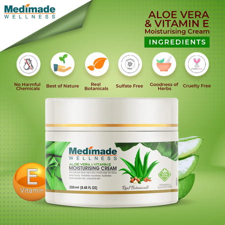 Medimade Aloevera And Vitamin E Moisturising Cream - 200 Ml X 2 ( Pack Of 2 )