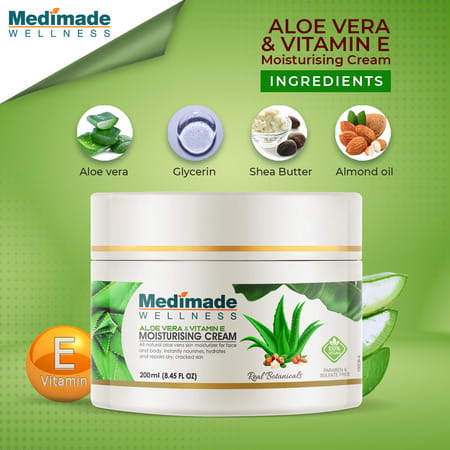 Medimade Aloevera And Vitamin E Moisturising Cream - 200 Ml X 2 ( Pack Of 2 )