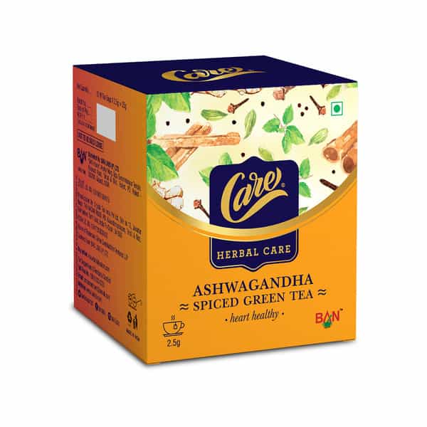 Care Ashwagandha Spiced Green Tea 90 Bags | Free 30 Tea Bags Free (60 + 30) Ashwagandha Green Tea