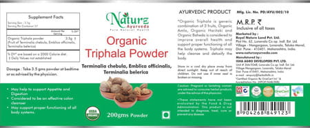 Naturz Ayurveda Organic Triphala Powder - 200 Gms (Pack Of 2)