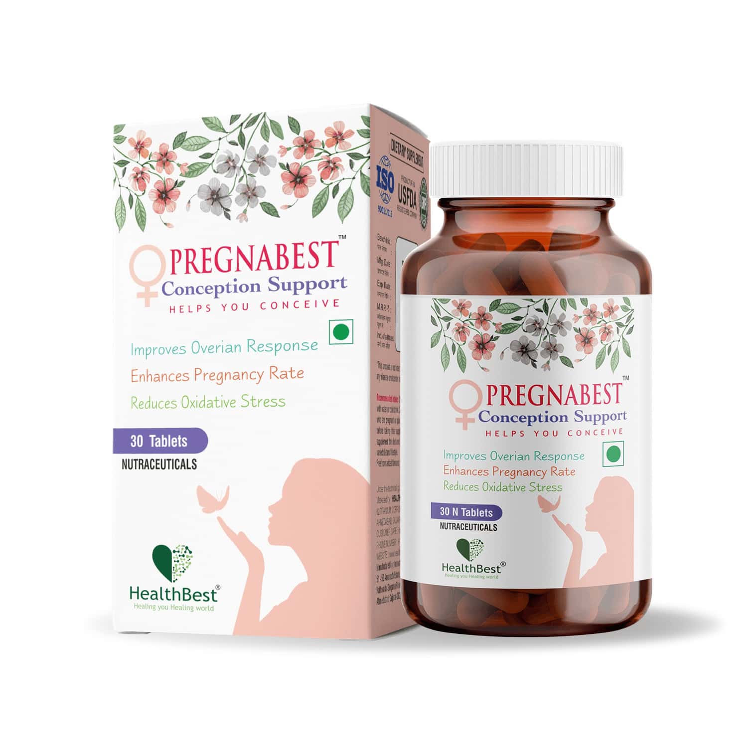 Healthbest Conception Support Tablets Fertility Supplement For Women - 30 Tablets