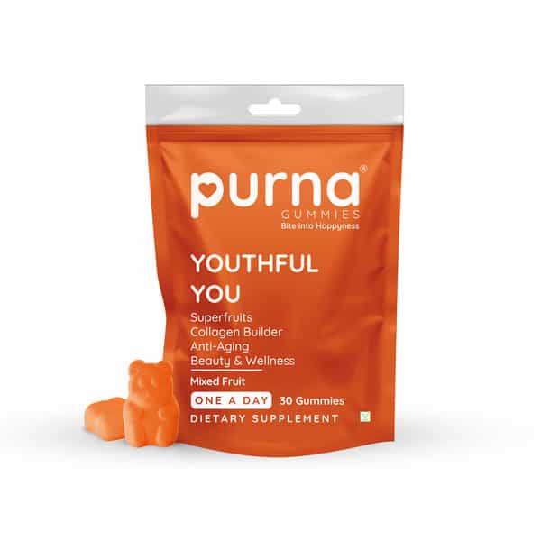 Purna Superfruits Collagen Mixed Fruit Flavor Gummies For Hair And Skin 30 Day Pack