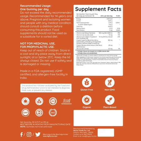 Purna Superfruits Collagen Mixed Fruit Flavor Gummies For Hair And Skin 30 Day Pack