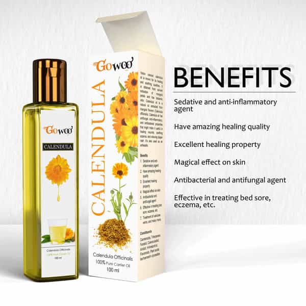 Go Woo 100% Pure Calendula Carrier Oil Joint Pain 100 Ml