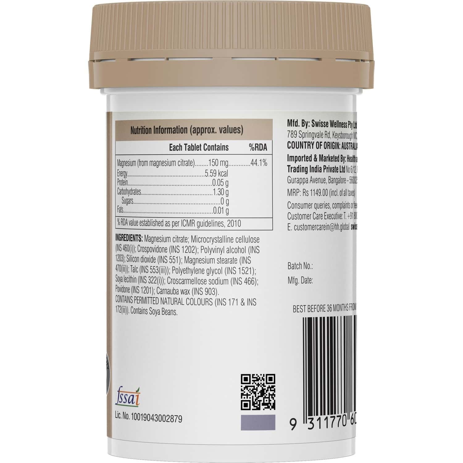 Buy Swisse Ub Magnesium Health Supplement Bottle Of 60 Tablets Online