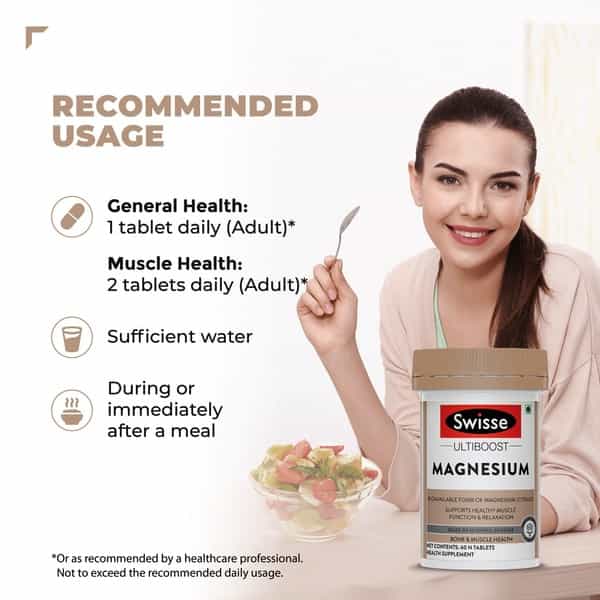 Swisse Ultiboost Magnesium Supplement For Immunity Muscle Energy & Heart Health - 60 Tablets