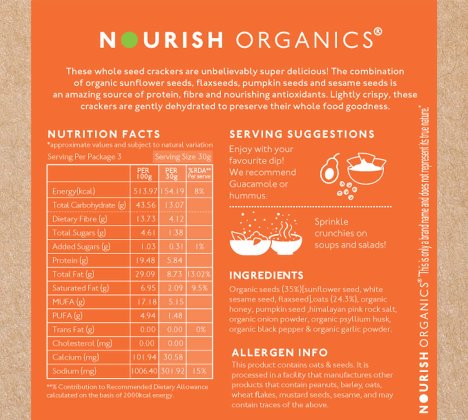 Buy NOURISH ORGANICS OATS & SEEDS CRACKER90GMS Online & Get Upto 60