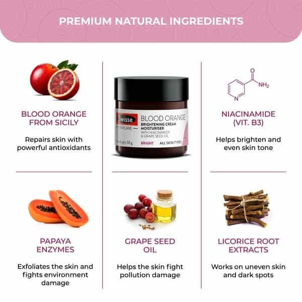 Swisse Sc Blood Orange Brightening Cream Moisturiser For Uneven Skin Tones & Dull Skin - 50 G