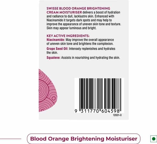 Swisse Sc Blood Orange Brightening Cream Moisturiser For Uneven Skin Tones & Dull Skin - 50 G