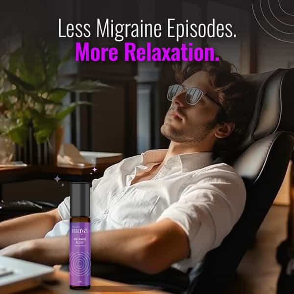 Maya Aromatherapy Migraine Relief Premium Roll On 100% Pure Essential Oils Reduces Migrain Pack Of 2