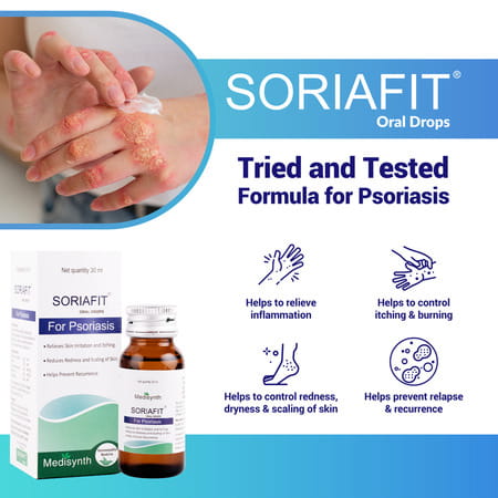 Medisynth Soriafit Oral Drops | Homeopathic Medicine For Psoriasis | B.no. 63 | 30Ml Pack Of 2