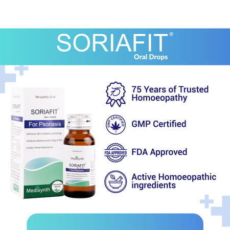 Medisynth Soriafit Oral Drops | Homeopathic Medicine For Psoriasis | B.no. 63 | 30Ml Pack Of 2