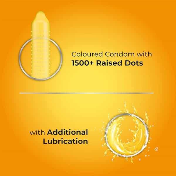 Skore Dotted Flavour Condoms (Pinacolada) 10N (Pack Of 4) And Hard Rock Gel Sachet Free