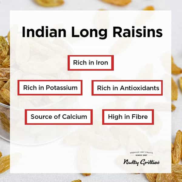 Nutty Gritties Indian Long Raisins - 400G (2 Pack Of 200G Each)