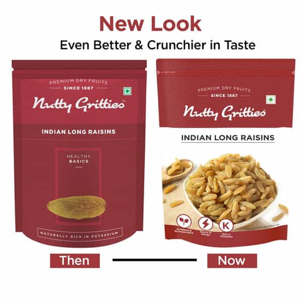 Nutty Gritties Indian Long Raisins - 400G (2 Pack Of 200G Each)