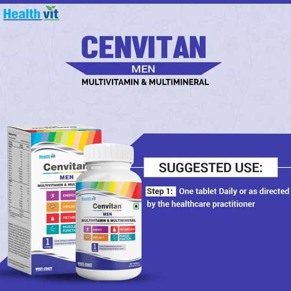 Healthvit Cenvitan Men Multivitamin & Multimineral With 24 Nutrients -60 Tablets