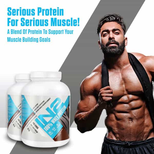 In2 100% Whey Protein (Rich Chocolate 2Kg) 25G Protein 5.5G Bcaas 4G Glutamine