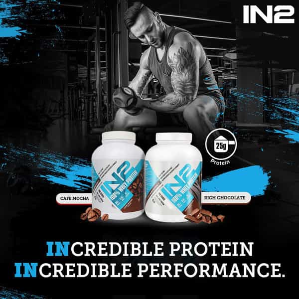 In2 100% Whey Protein (Rich Chocolate 2Kg) 25G Protein 5.5G Bcaas 4G Glutamine