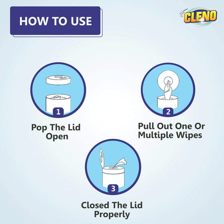 Cleno Bathroom Cleaner Wet Wipes For Shower/ Wash-Basin/Floor - 50 Wipes (Pack Of 2)