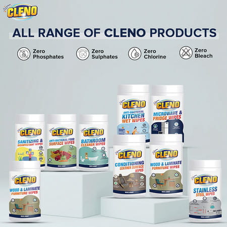 Cleno Bathroom Cleaner Wet Wipes For Shower/ Wash-Basin/Floor - 50 Wipes (Pack Of 2)