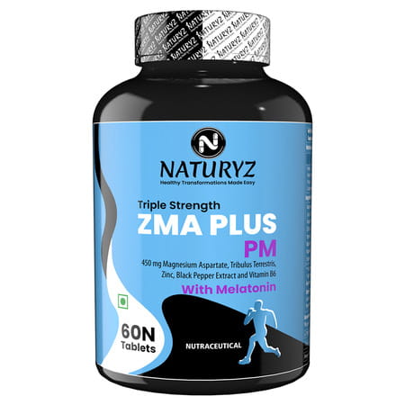 Naturyz Triple Strength Zma Plus Pm With Melatonin | Magnesium | Zinc | Tribulus - 60 Tablets