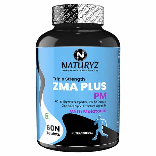 Naturyz Triple Strength Zma Plus Pm With Melatonin | Magnesium | Zinc | Tribulus - 60 Tablets