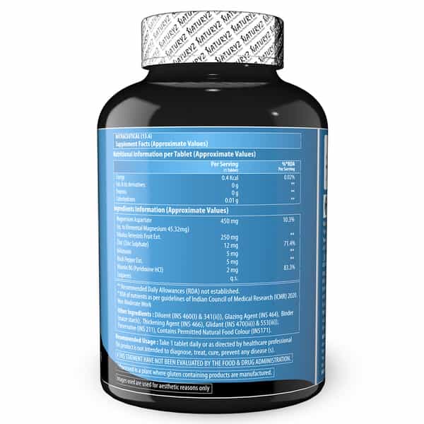 Naturyz Triple Strength Zma Plus Pm With Melatonin | Magnesium | Zinc | Tribulus - 60 Tablets