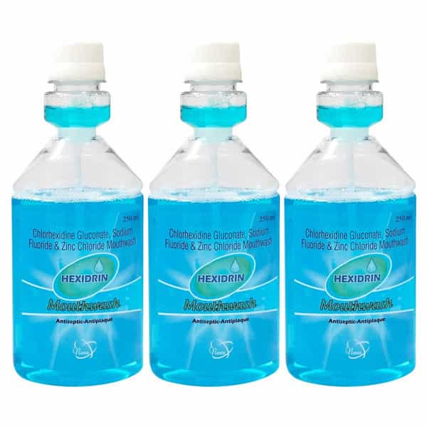 Hexidrin Cool Mint Alcohol Free Mouthwash| Removes 99.99% Of Germs| Sugar Free (250Ml Pack-3-Blue)