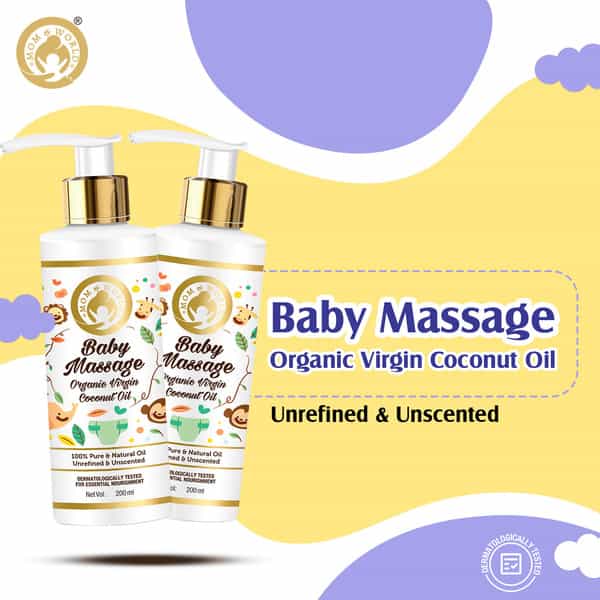 Mom & World Baby Massage Pure Organic Virgin Coconut Oil Cold Pressed No Mineral Oil 200 Ml