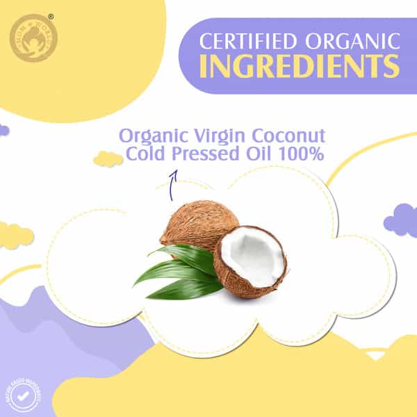 Mom & World Baby Massage Pure Organic Virgin Coconut Oil Cold Pressed No Mineral Oil 200 Ml