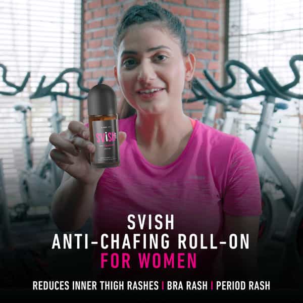 Svish On The Go Anti-Chafing Roll On For Women Reduces Bra Rash, Inner Thigh Rash, Period Rash, 50Ml